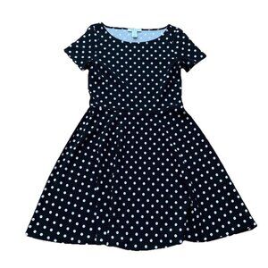 White House Black Market Black White Polka Dot Dress Size 4 Fit And Flare